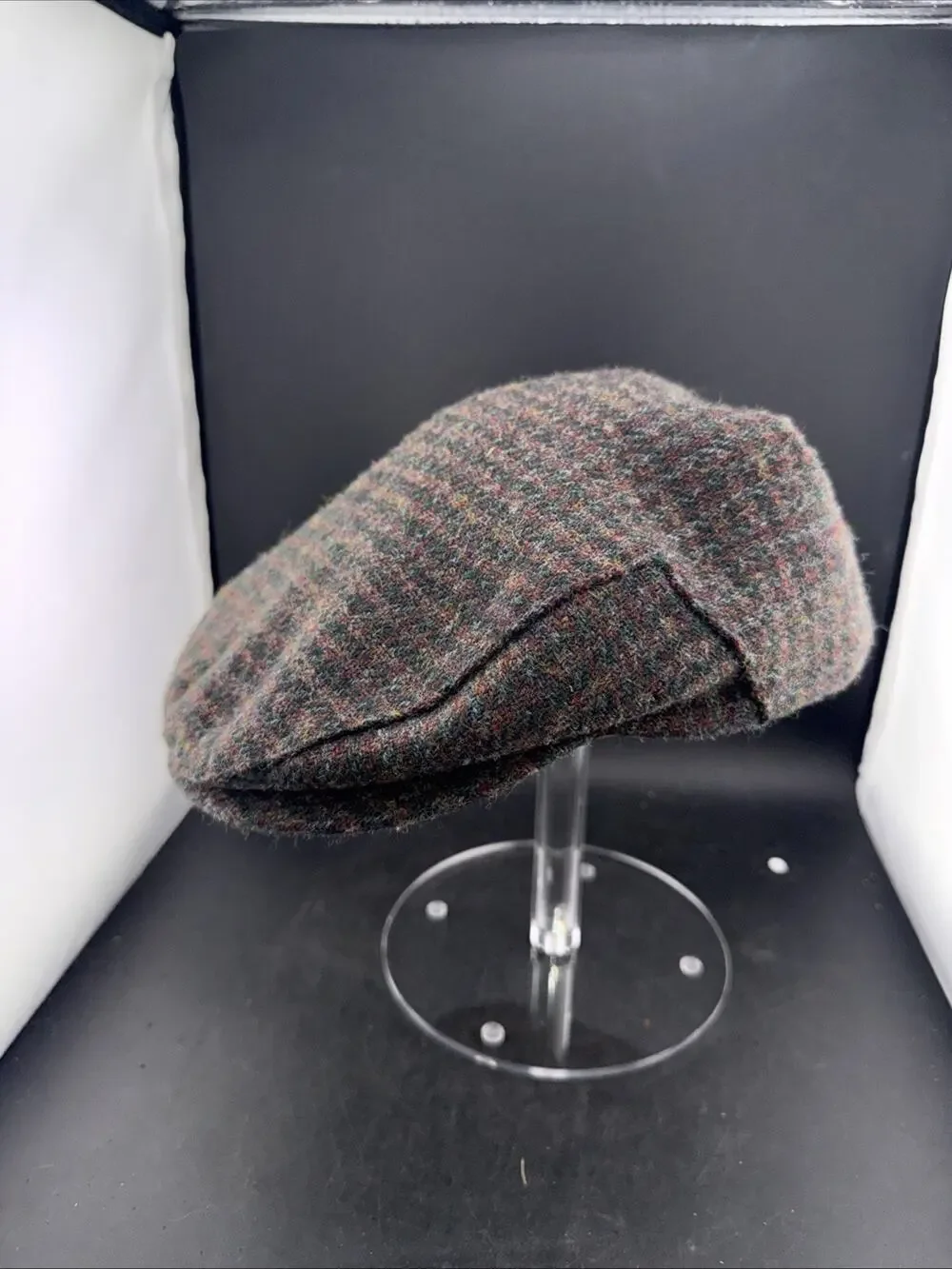 Stetson USA Wool Tweed Newsboy Ivy Driver Flat Cap Brown Fleck Size Large Hat
